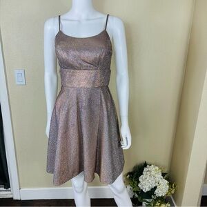Morgan & Co Dress Sz XS  Gold Sparkle Skater  NWT